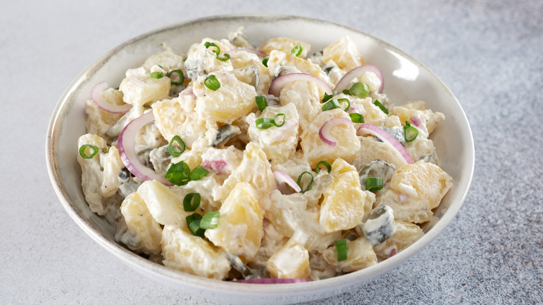 a bowl of potato salad