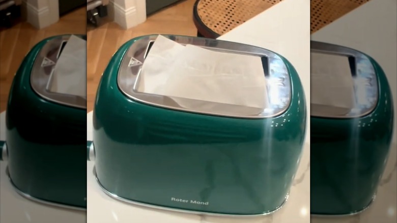 Top view of a toaster tissue box