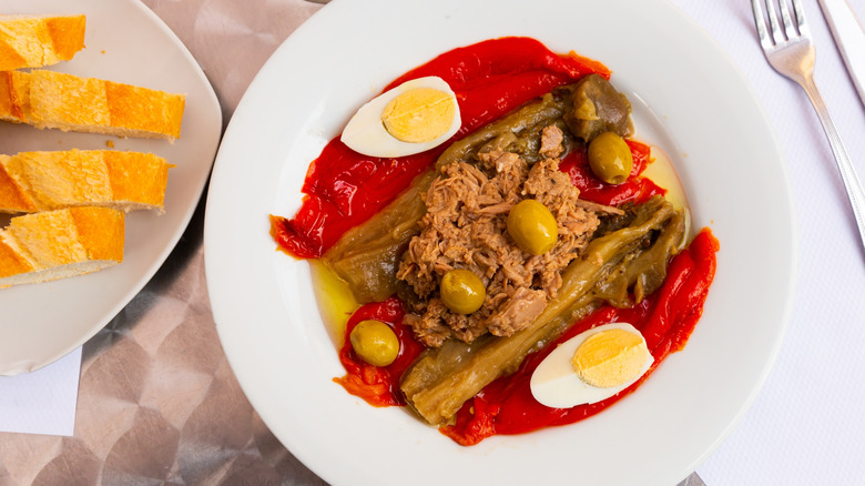 Peperone tonnato on a dish