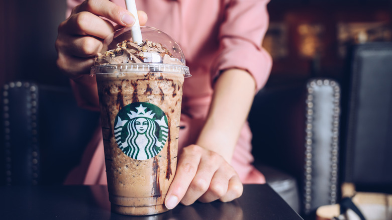 Chocolatey Starbucks Frappuccino with straw
