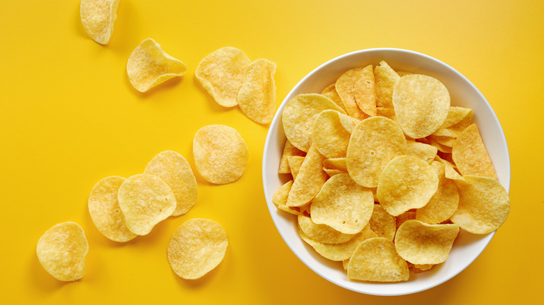 Potato chips on a bowl