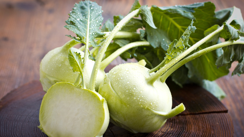 Freshly washed kohlrabi