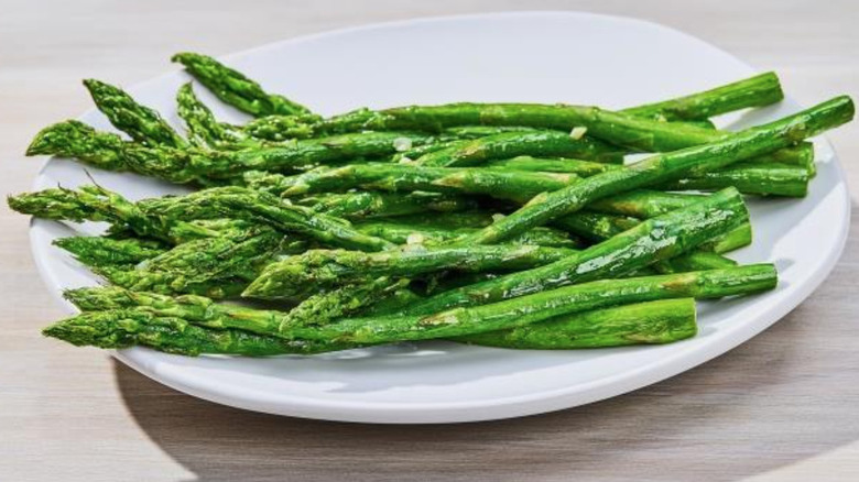 Red Lobster asparagus on white plate