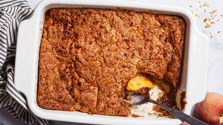 A pan of cobbler cake