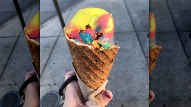 Superman ice cream served in cone