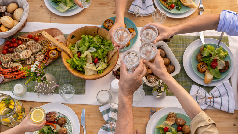 Females enjoying girl dinner snacks