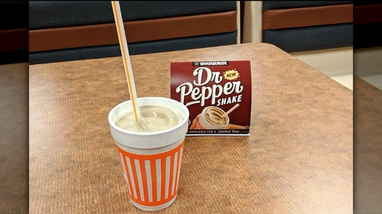 Whataburger Dr Pepper shake with display sign