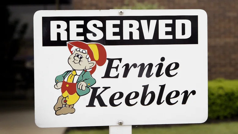 Ernie Keebler on a reserved sign