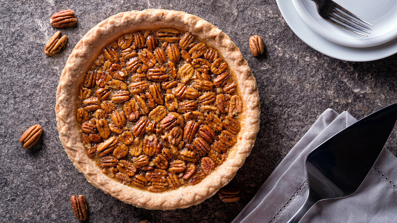 pecan pie on a table