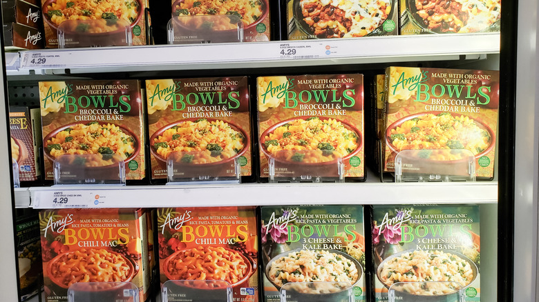 display of Amy's frozen dinner bowls