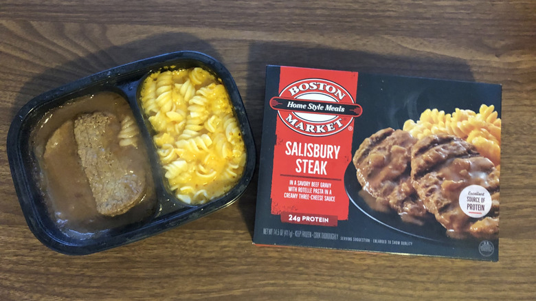 A Boston Market Salisbury Steak microwave meal