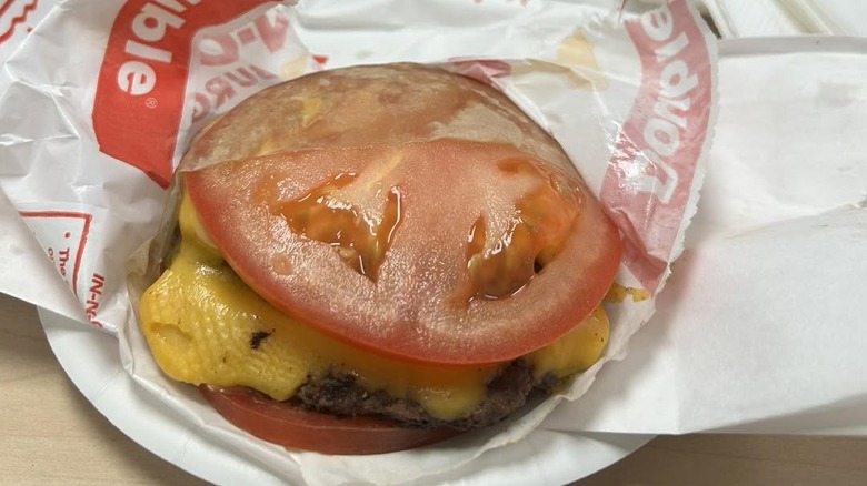 tomato burger in wrapper