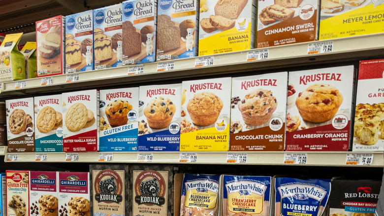 various Krustaez muffin mixes at the grovery store