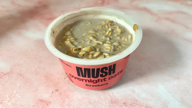 carton of opened Mush oats