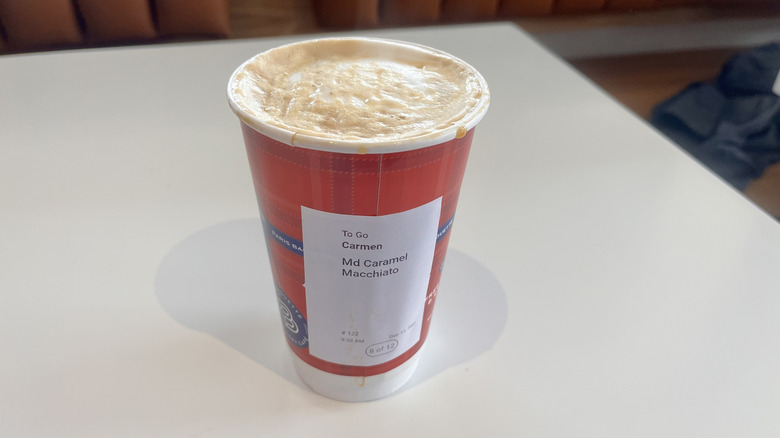 cup of served caramel macchiato