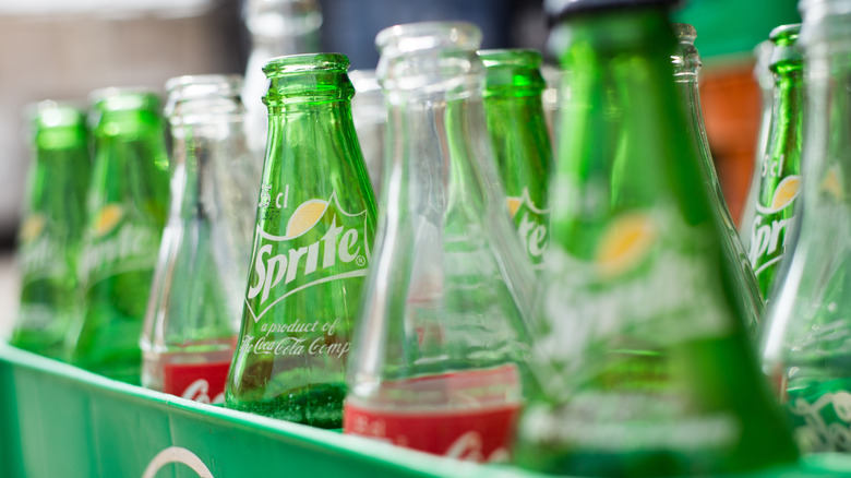 Sprite bottles in a grocery store display