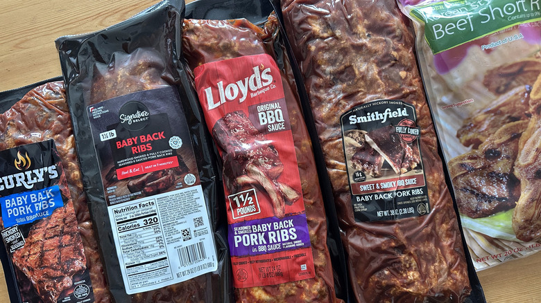 lineup of different rib brands in packages