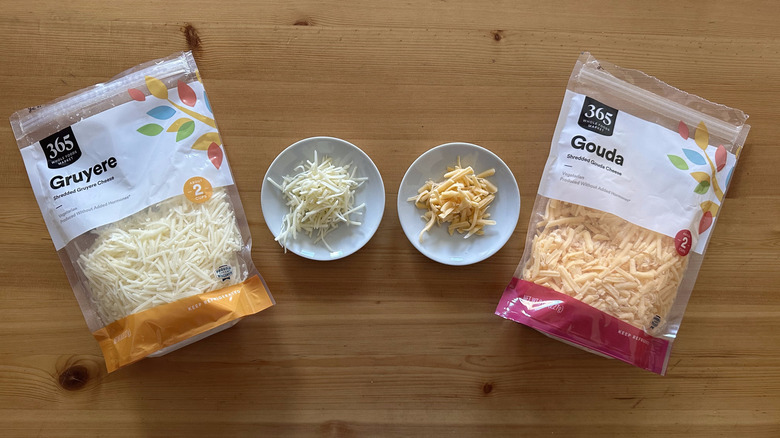 two Whole Foods shredded cheese side by side