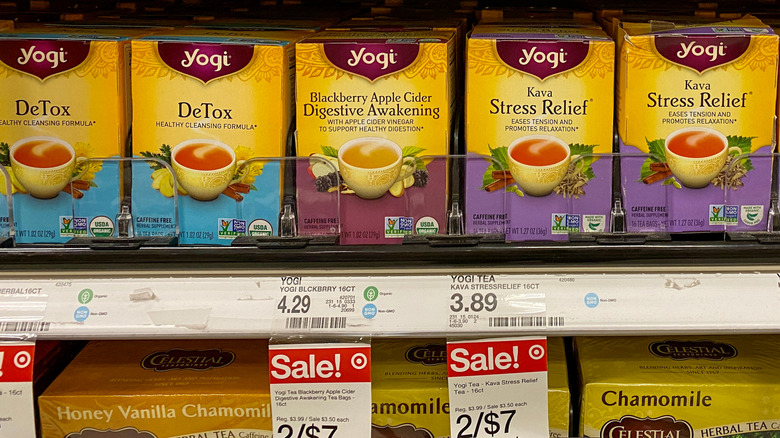 Yogi tea in a grocery store display