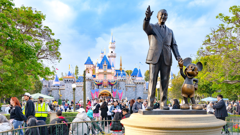 General view of the Walt Disney statue at Disneyland
