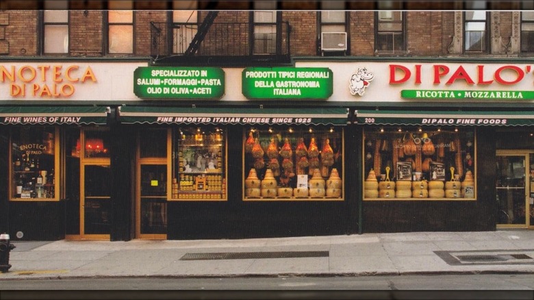 Storefront of Di Palo's deli during the day