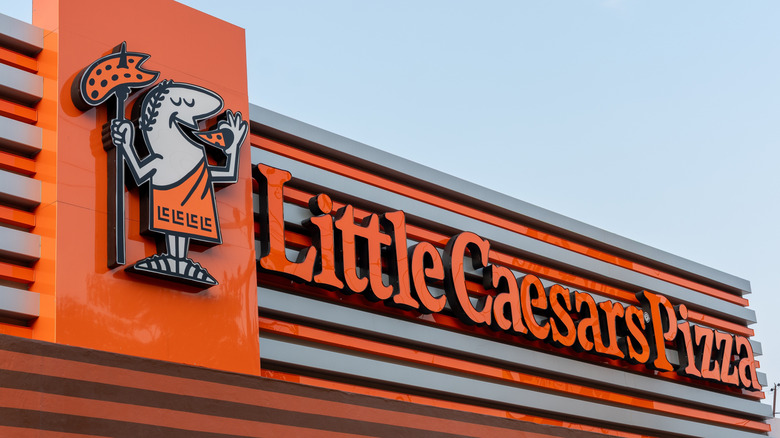Restaurant sign and logo for Little Caesars