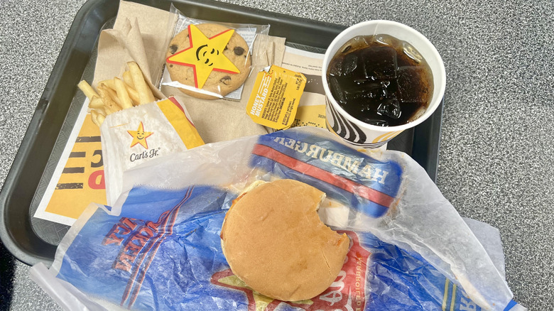 Carls Jr cheeseburger and fries
