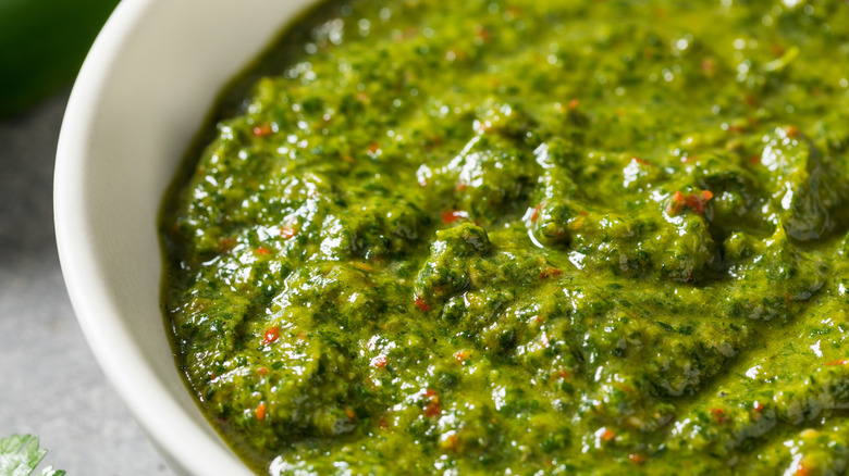 Green zhug hot sauce