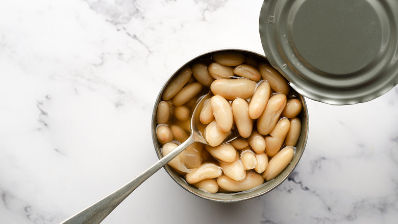 Can of white beans opened