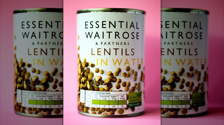 Can of lentils in water with no other addatives