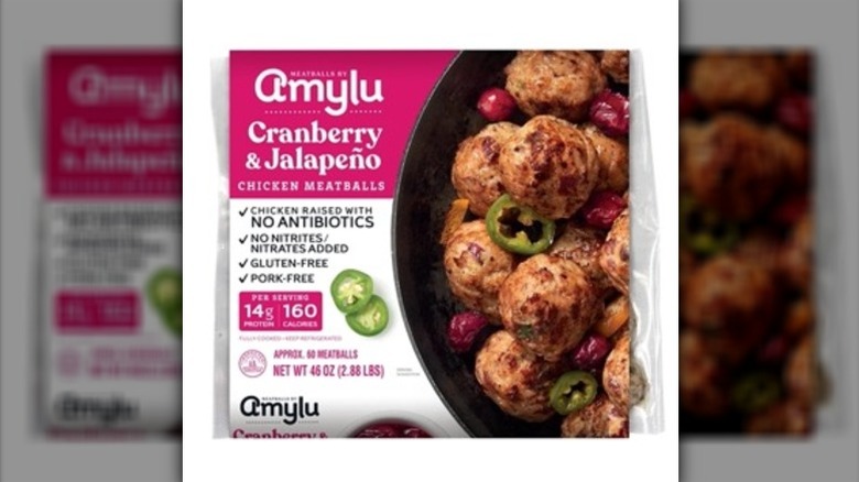 Amylu chicken meatballs, cranberry and jalapeño product package shot