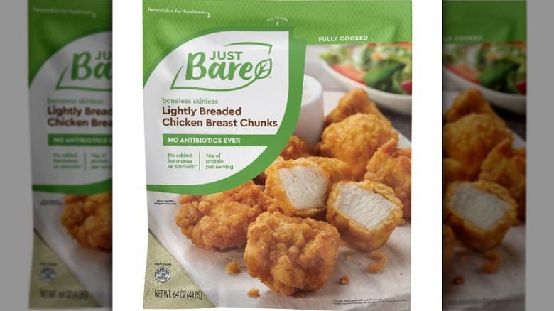 Just Bare lightly breaded chicken breast chunks product package shot