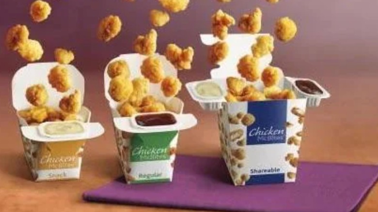 Cardboard container of McDonald's Chicken McBites on white background