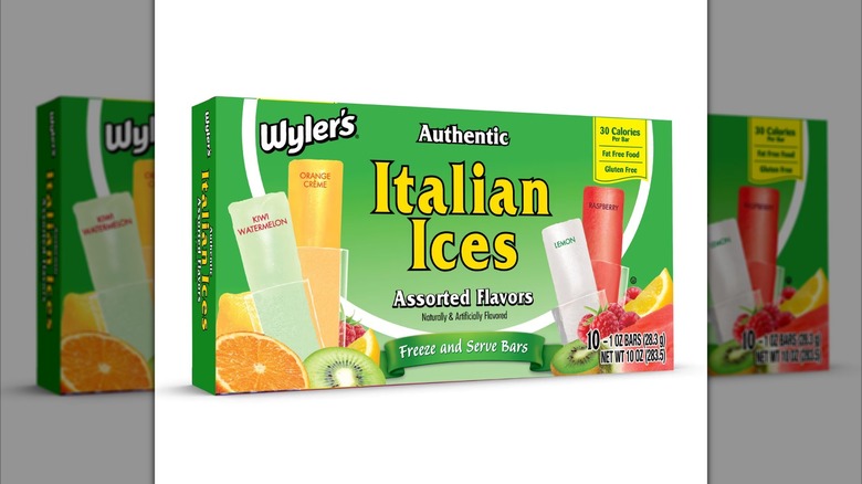 Box of Wyler's Italian Ice Freezer Bars on white background