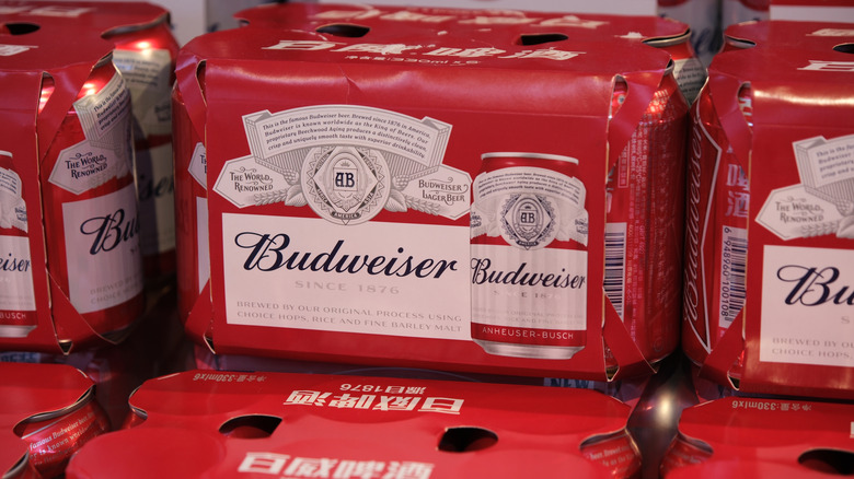 Boxes of Budweiser beer
