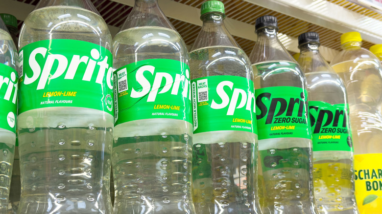 Sprite and Sprite Zero bottles on a shelf