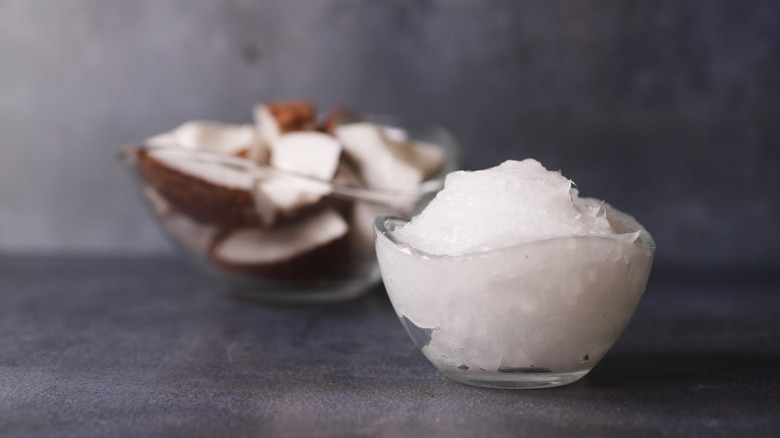 Cold pressed coconut oil in a bowl