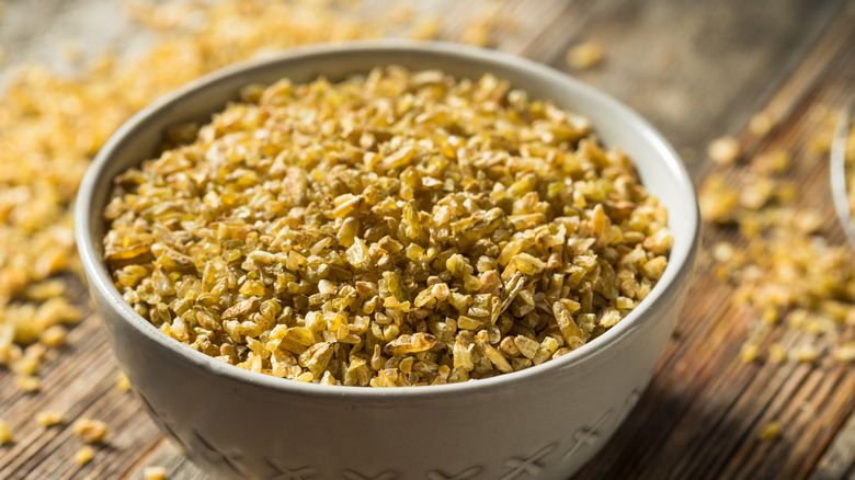 Bowl of cracked wheat freekah