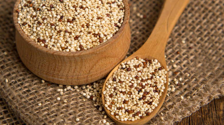 Bowl and spoon with quinoa