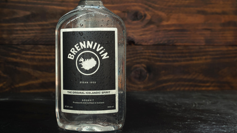 Bottle of Icelandic aquavit Brennivin