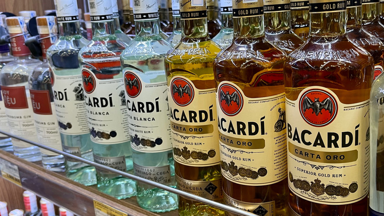 Various Bacardi rum varietals shelf