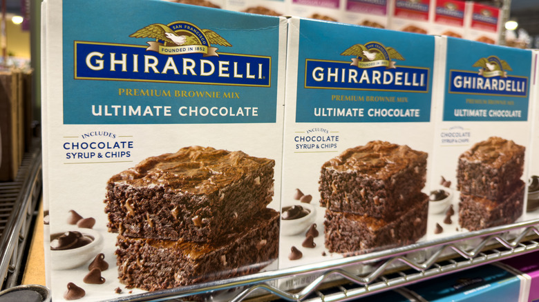 row of Ghirardelli brownie box mixes