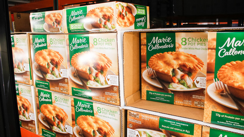 Stack of Marie Callender's Chicken Pot Pies cases