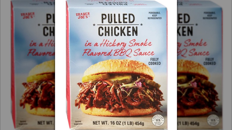 A package of pulled bbq chicken with white background