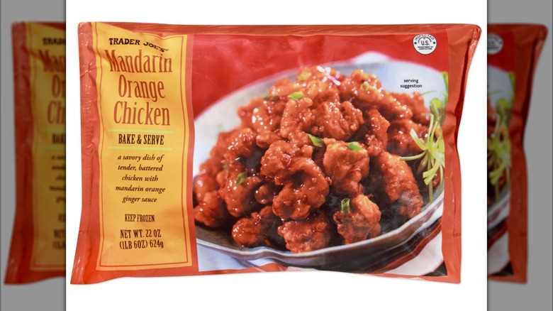 Mandarin orange chicken pack against a white background