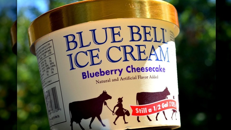 Carton of Blue Bell Blueberry Cheesecake ice cream