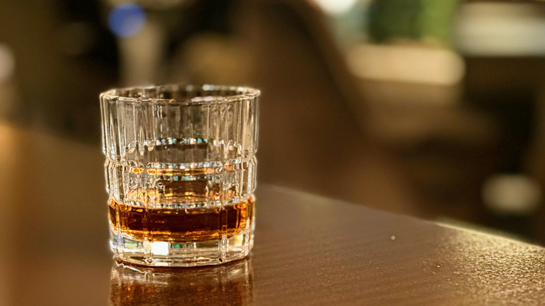 A glass of bourbon neat