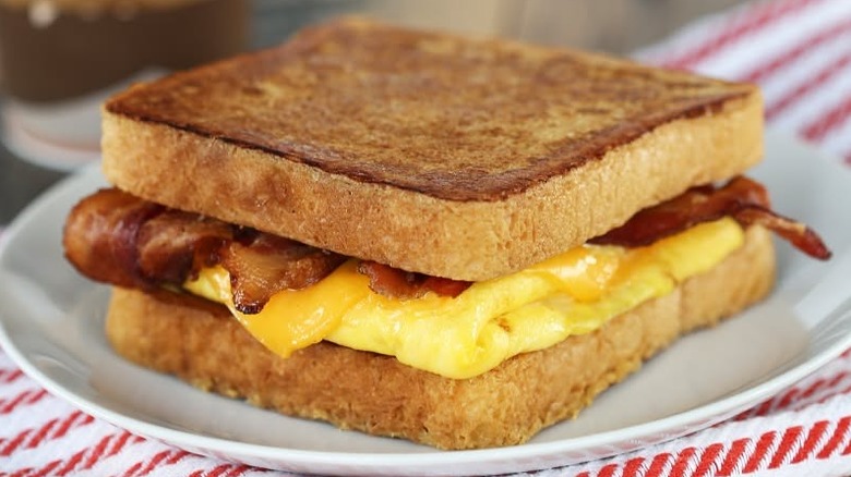 Sonic French Toaster Breakfast Sandwich on white plate