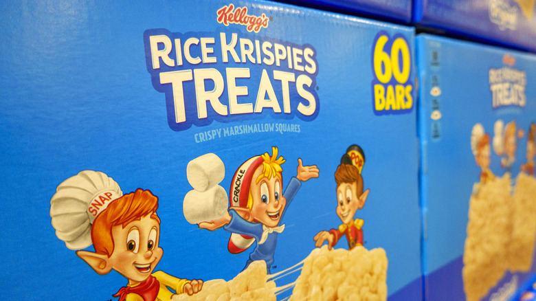 A close-up of a box of Kellogg's Rice Krispies Treats