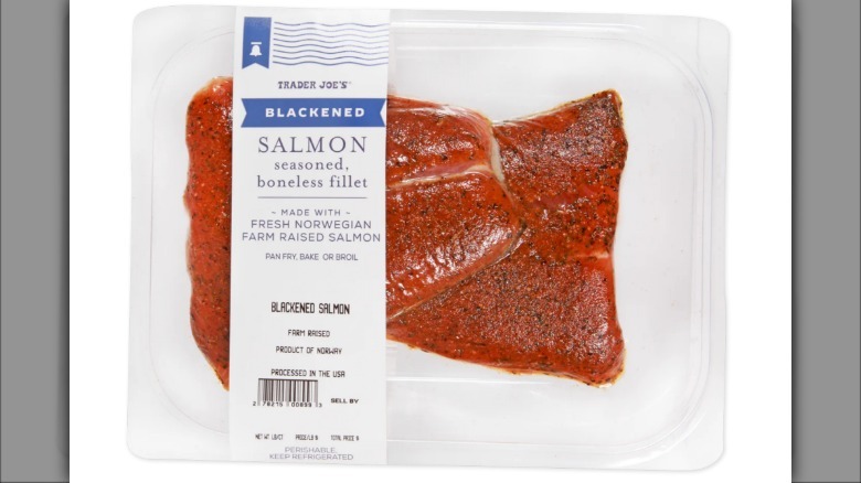 Blackened salmon on a white background